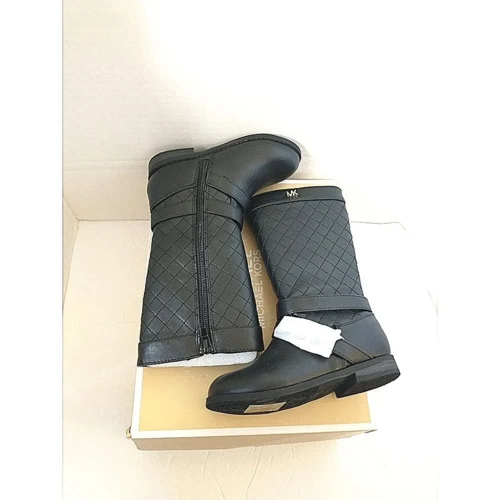 New! MICHAEL KORS Toddler Girls Black Quilted Tall Boots Riding Boots Size 7